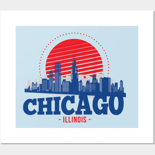 Retro Chicago, Illinois Skyline Wall Art by SLAG_Creative